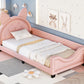 Twin Size Upholstered Daybed with Carton Ears Shaped Headboard  Pink