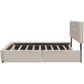 Upholstered Platform Bed with 2 Drawers and 1 Twin XL Trundle Linen Fabric Queen Size - Dark Beige