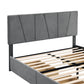 Queen Size Upholstery Platform Bed with Four Drawers on Two Sides  Adjustable Headboard  Grey