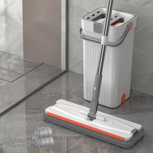 A 33cm Home Floor Cleaning Set: Hand Free Flat Mop & Bucket, 360° Rotating, Washable Microfiber, Lazy Cleaning Tool.