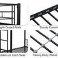 Twin bunk bed frame with trailer, metal bunk bed with sturdy guardrail and side ladder, can be divided into two beds, black