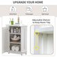 White Bathroom Cabinet Triangle Corner Storage Cabinet with Adjustable Shelf Modern Style MDF Board