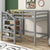 Full Size Loft Bed with Built-in Storage Staircase and Hanger for Clothes, Gray