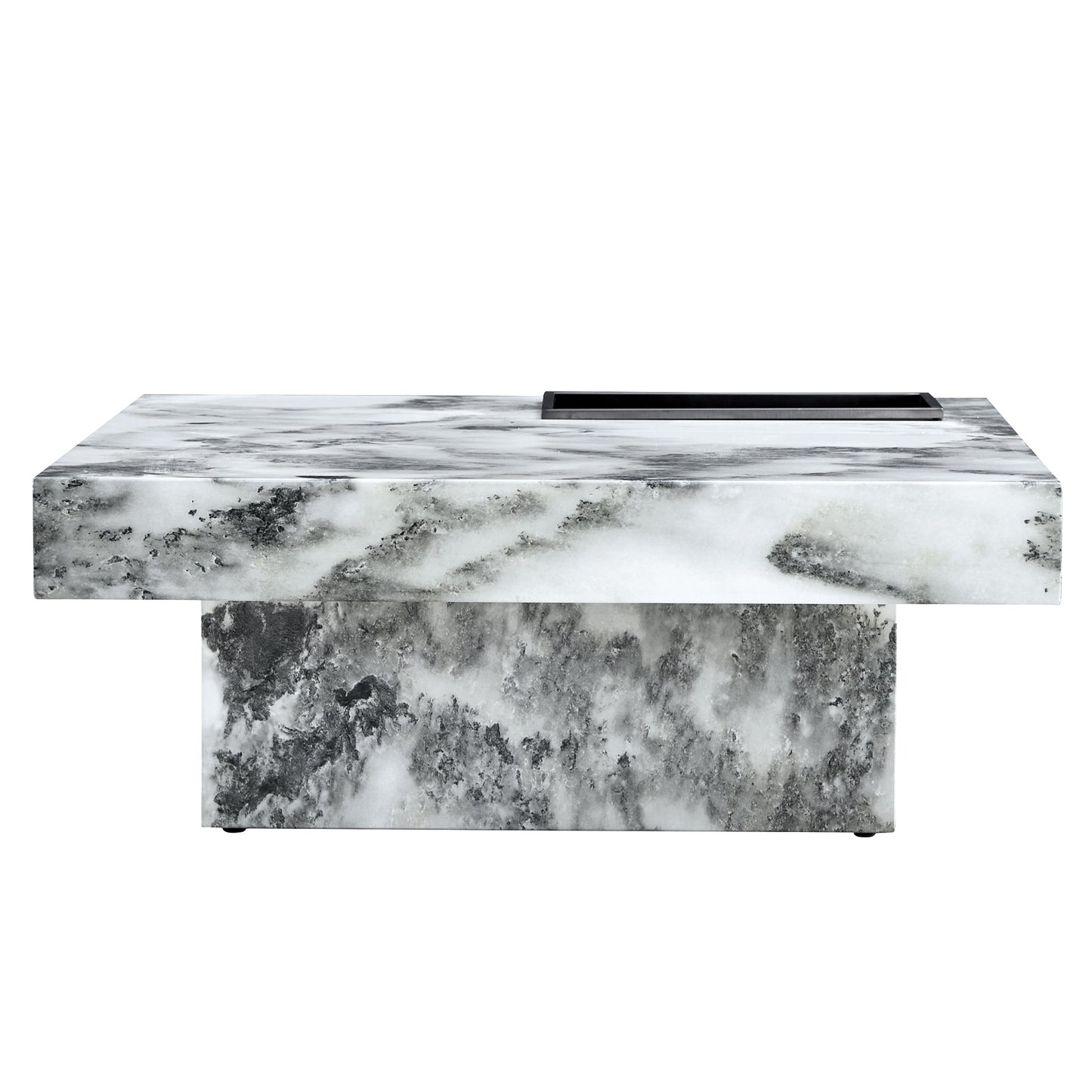 A modern and practical coffee table black and white in imitation marble pattern made of MDF material