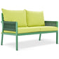 Outdoor Furniture with Tempered Glass Table, Deep Seating with Thick Cushions in Fluorescent Yellow and Green