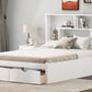 Full Size Platform Bed with Storage Headboard and 2 Drawers, White