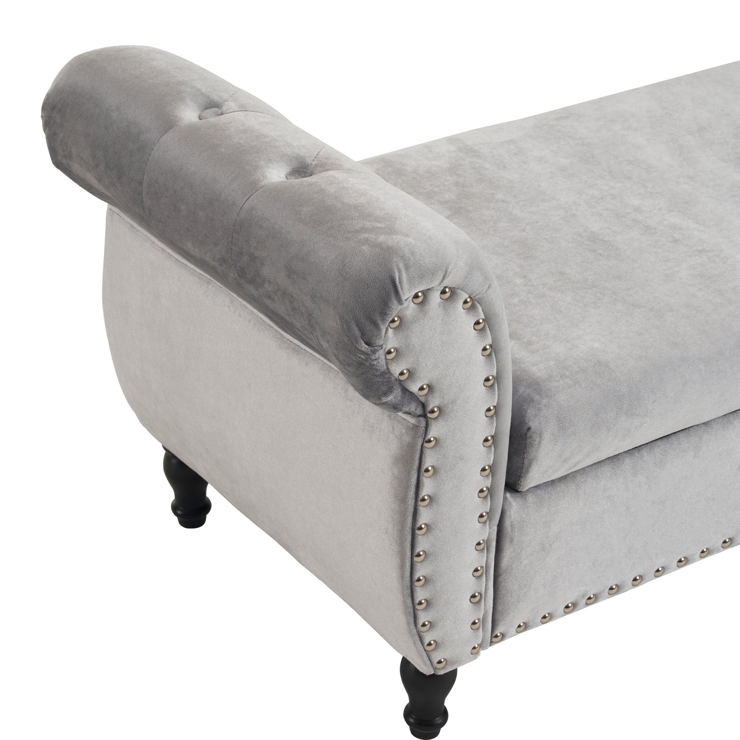 Banco otomano multifuncional de terciopelo con 1 almohada, elegante y práctico para salas de estar, gris