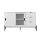 Modern characteristic storage cabinet side panel with glass sliding door and 3 drawers, dining table cabinet in white color