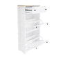 ONTREND ultra-thin shoe cabinet set with 4 flip drawers and adjustable panel top shoe rack, white