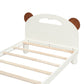 Twin Size Platform Bed with Bear Ears Shaped Headboard and LED Cream White