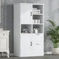 Bathroom storage cabinet with doors and drawers, multiple storage spaces, independent, open adjustable shelves, white