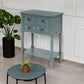 TREXM Narrow Console Table, Slim Sofa Table with 3 Storage Drawers and Bottom Shelf, Navy Finish