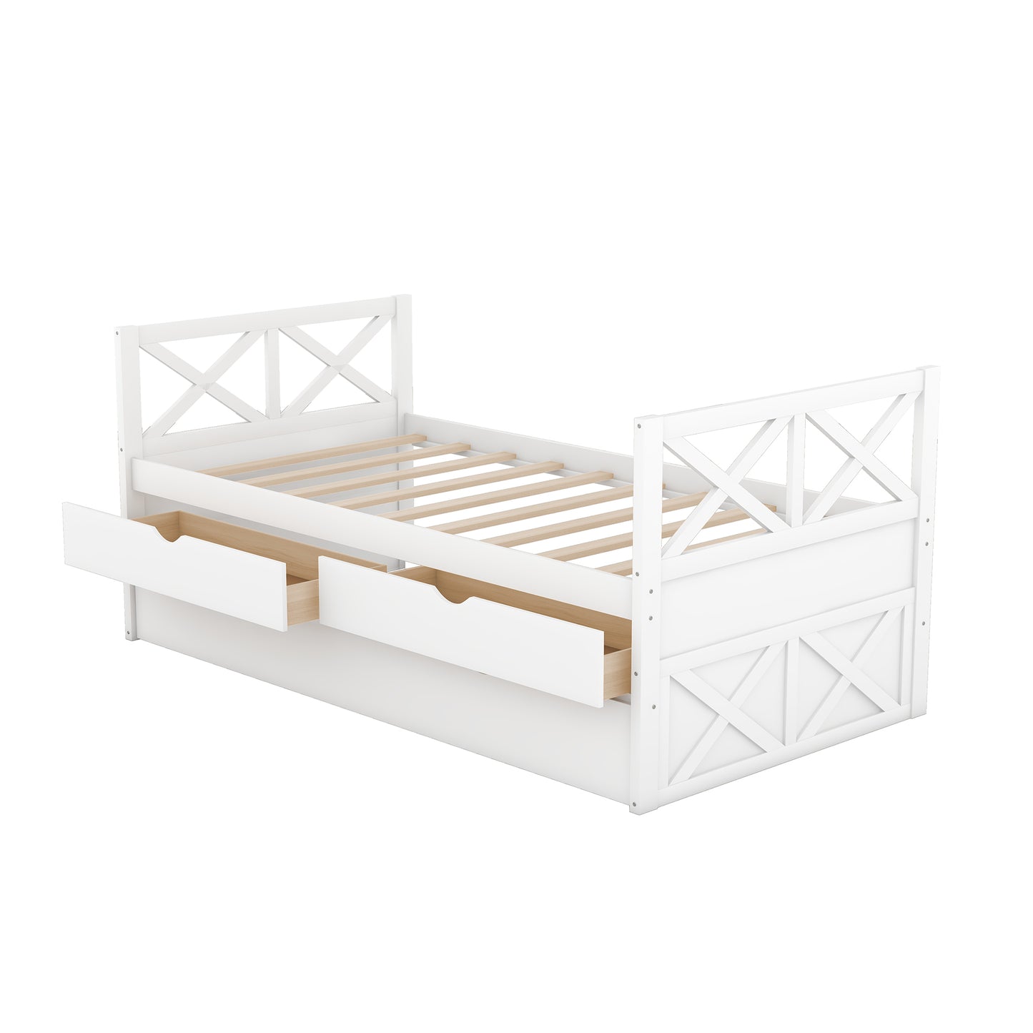 Multi-Functional Daybed with Drawers and Trundle  White