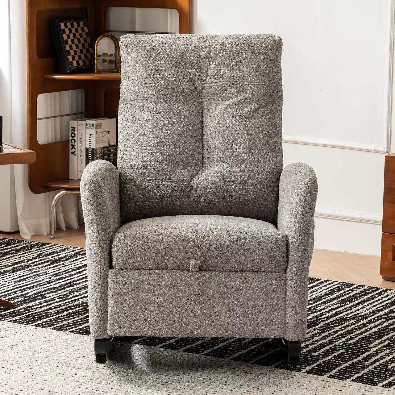 Accent Rocking Chair with Footrest, High Back Design with Rubber Wood Legs for Bedrooms and Living Spaces