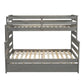 Wood Twin over Full Bunk Bed with Twin Size Trundle  Gray