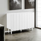 ON-TRANS Cream Shoe Cabinet with 5 Adjustable Solid Wood Legs, Large Storage with Wave Doors, White