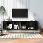 U-Can Modern TV Stand for TVs up to 80 Inches with 4 Cabinets with Metal Legs and Handles for Living room, Black