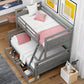 Twin over Full Bunk Bed with Ladder Two Storage Drawers  Safety Guardrail  Gray