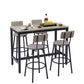 Bar Table Set with 4 Bar stools PU Soft seat with backrest Grey 47.24'' L x 23.62'' W x 35.43'' H