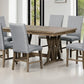 TOPMAX Mid-Century Solid Wood 7-Piece Expandable Dining Table Set with Soft Cushioned Chairs, Gold Brown and Gray