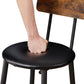 Round bar stool set with shelf upholstered stool with backrest Rustic Brown 23.62'' W x 23.62'' D x 35.43'' H