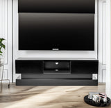 51.18inch Black morden TV Stand with LED Lights high glossy front TV Cabinet color:BLACK