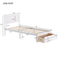 Twin Size Platform Bed with Under-bed Drawer White