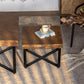 Modern Retro Splicing Square Coffee Table Fir Wood Table Top with Cross Legs Metal Base (Set of 2 pcs )