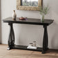 48-Inch Rustic Vintage Console Table --- Farmhouse Style Entryway Table with Open Shelf and Sturdy Construction (Black)