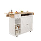 44 Inch Kitchen Island Cart with Solid Wood Top, Wine Storage, Spice Rack, Towel Rack, Wine Glass Holder White & Oak