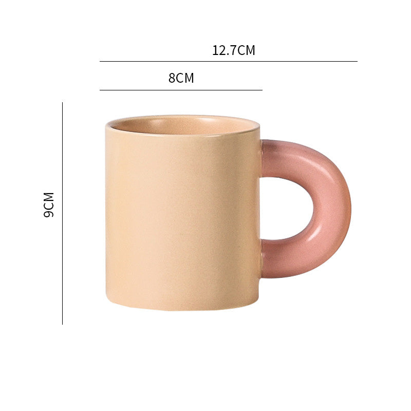 Thick Handle Ceramic Cup High-Value Mug Creative Ins Nordic Coffee Cup Breakfast Cup Couple Water Cup