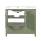 36" Bathroom Vanity with Sink, Double Door Cabinet, Large Drawer, and Flip Drawer, Green Finish