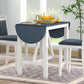 TOPMAX 3-Piece Wood Counter Height Drop Leaf Dining Table Set with 2 Upholstered Dining Chairs for Small Place White+Gray