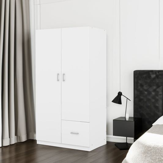 Double Wardrobe with Hanging Rod and Shelves White