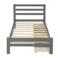 Wood platform bed with two drawers  twin (gray)