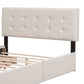 Upholstered Platform Bed with Classic Headboard and 4 Drawers No Box Spring Needed Linen Fabric Queen Size Beige