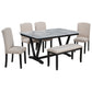 TREXM Modern 6-Piece Dining Table Set with 4 Chairs and 1 Bench, White Finish