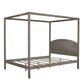 Queen Size Canopy Platform Bed with Headboard and Support Legs,Brown Wash