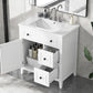 30" Bathroom Vanity with Sink Top, Solid Wood Cabinet with Door and Two Drawers, White