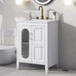 Bathroom Vanity with Sink, Bathroom Vanity Cabinet with Two Drawers and Door, Adjustable Shelf, Solid Wood and MDF, White