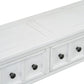 Mesa consola de entrada rústica TREXM, mesa de sofá de 60 pulgadas de largo con dos cajones y estante inferior, blanco antiguo