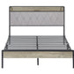 Bed frame with charging station full size, Grey, 83.1'' L x 56.1'' W x 39.2'' H.