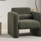 Modern Chair with Sheepskin Sherpa Fabric, Soft Cushion Armchair in Seaweed Green for Living Rooms