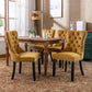 High-end Tufted Solid Wood Contemporary Velvet Upholstered Dining Chair with Wood Legs Nailhead Trim 2-Pcs Set Gloden