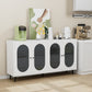 Modern Accent Sideboard Cabinet with Acrylic Doors, Freestanding Storage Cupboard in White Finish