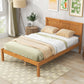 Platform Bed Frame with Headboard, Wood Slat Support No Box Spring Needed Full  Oak