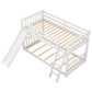 Twin over Twin Bunk Bed with Convertible Slide and Ladder  White