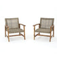 HAMPTON WOOD + WICKER CLUB CHAIR ( set of 2)