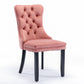 High-end Tufted Solid Wood Contemporary Velvet Upholstered Dining Chair with Wood Legs Nailhead Trim 2-Pcs Set Pink