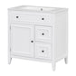 30" Bathroom Vanity with Sink Top, Solid Wood Cabinet with Door and Two Drawers, White